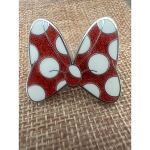 Disney Minnie Mouse Bow Enamel Pin Red Glitter Polka Dot 2017 Disney Trading